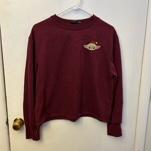 Star Wars Women’s Sweatshirt Baby Yoda Maroon Size XL
